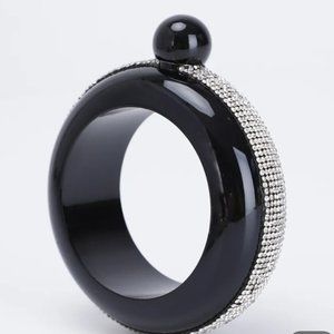 Black Bracelet Flask with Rhinestones For The Ladies!